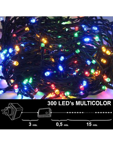 Luces Navidad 300 Leds Luz Multicolores Interior / exterior (IP44) - Imagen 1
