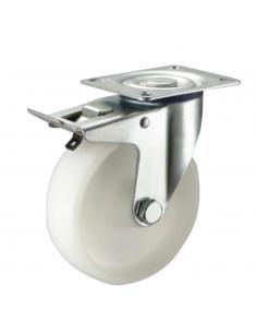 Rueda Industrial Nylon Placa con freno 100mm - Imagen 1