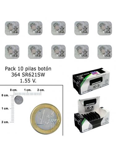 Pila Boton Oxido De Plata 364 / SR621SW (Caja 10 Pilas) - Imagen 1