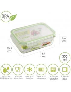 Recipiente Hermetico Cristal Rectangular  330 ml. 13.9 x 10.5 x 5.6 (alt) cm. - Imagen 1