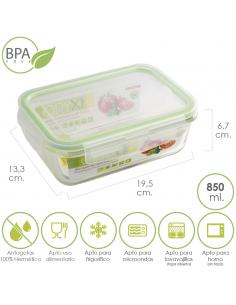 Recipiente Hermetico Cristal Rectangular 850 ml. 19.5 x 13.3 x 6.7 (alt) cm. - Imagen 1