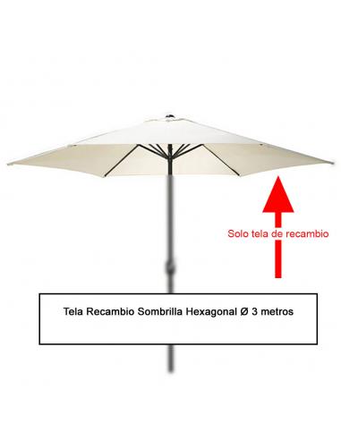 Tela Recambio Sombrilla Hexagonal Ø 3 metros (08091050) - Imagen 1