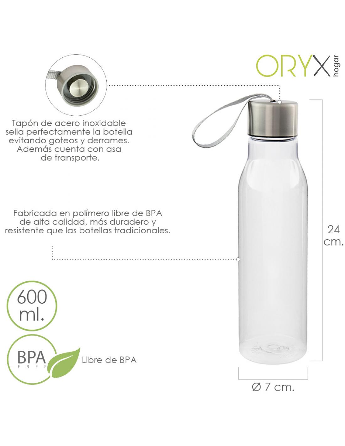 Botella Agua Plastico 600 ml. con Asa. Sin BPA