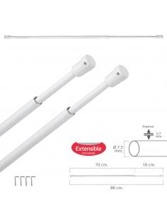 Barra Visillo Extensible 70/88 cm. Con Soporte, Sin Muelle (2 piezas) - Imagen 1