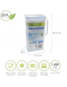 Jarra Plastico Cuadrada 1.500 ml. 22.5x15x8 (alt) cm. - Imagen 1