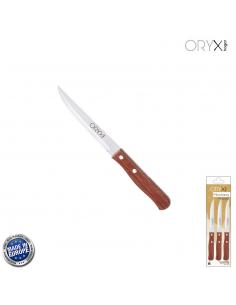 Cuchillo Montana Multiusos Hoja Lisa Acero Inoxidable 11 cm. Mango Madera (Blister 3 piezas) - Imagen 1