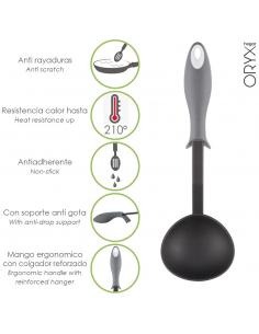 Cucharon Servir Cocina Nylon Con Mango Antigotas Engomado 32 x 9,8 cm. - Imagen 1