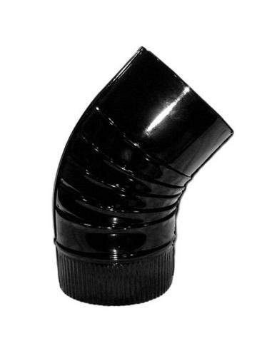 Codo Estufa Color Negro Vitrificado de  175 mm. 45°. - Imagen 1
