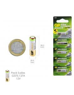 Pila Alcalina G375/ 27A 12 V. Sin Mercurio (Blister 5 Piezas) - Imagen 1