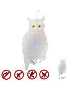 Buho Espantapajaros Reflectante Para Colgar Con 2 Cascabeles (2 Piezas) - Imagen 1