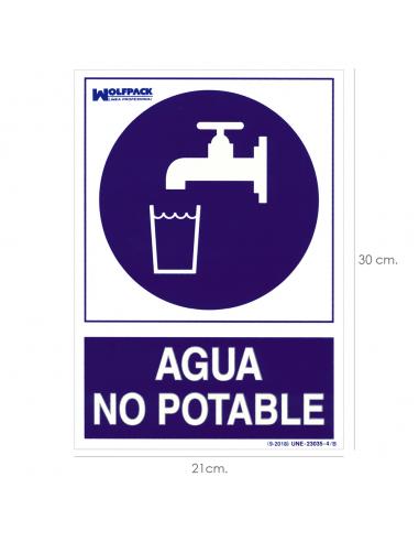Cartel Agua No Potable 30x21cm. - Imagen 1
