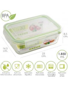 Recipiente Hermetico Cristal Rectangular 1850 ml. 23 x 16.5 x 8.5 (alt) cm. - Imagen 1