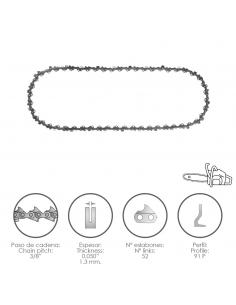Cadena Motosierra 3/8" / 0.050" 1,3 mm. / 52 Eslabones / 91 P - Imagen 1