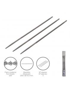 Limas Cadena Motosierra 200 x Ø 4.0 mm. 3/8" LP (Pack 3 Piezas) - Imagen 1