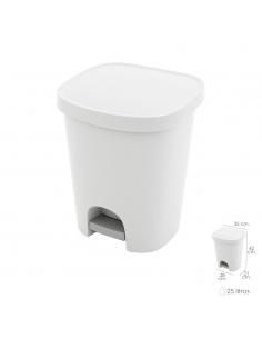 Cubo Basura Con Pedal 25 Litros Plastico Blanco - Imagen 1