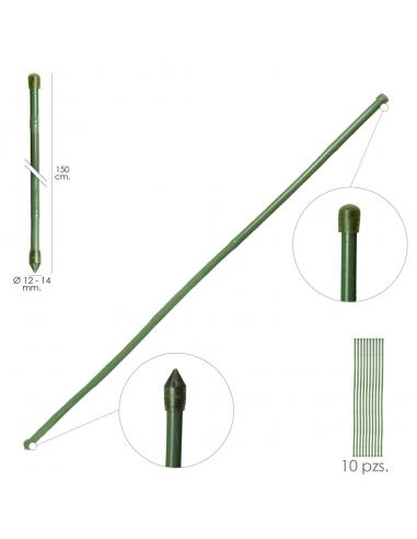 Tutor Varilla Bambú Plastificado Ø 12  - 14 mm. x   150 cm. (Paquete 10 Unidades) - Imagen 1