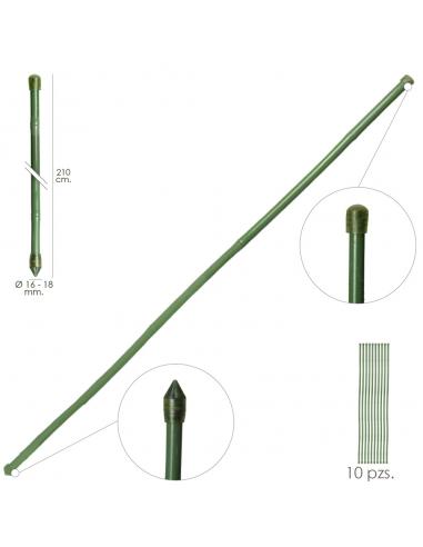 Tutor Varilla Bambú Plastificado Ø 16  - 18 mm. x   210 cm. (Paquete 10 Unidades) - Imagen 1