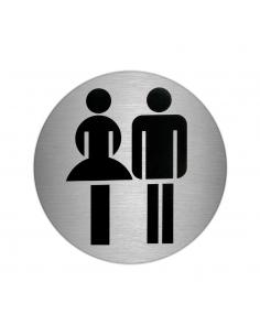 Placa Adhesiva Baño "Mujer / Hombre" Acero Inoxidable Ø 7 cm. - Imagen 1