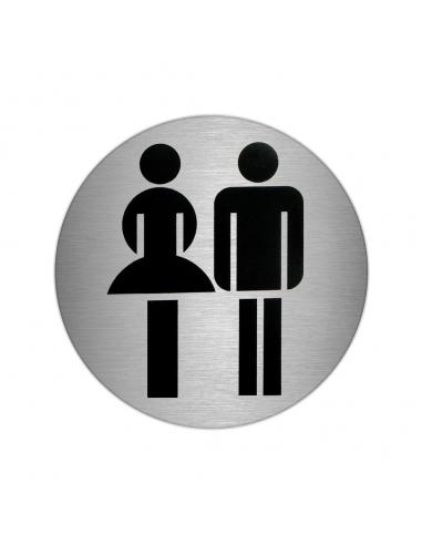 Placa Adhesiva Baño "Mujer / Hombre" Acero Inoxidable Ø 7 cm. - Imagen 1