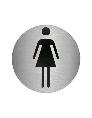 Placa Adhesiva Baño "Mujer" Acero Inoxidable Ø 7 cm. - Imagen 1
