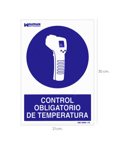 Cartel De Control Obligatorio De La Temperatura 30x21 cm. - Imagen 1