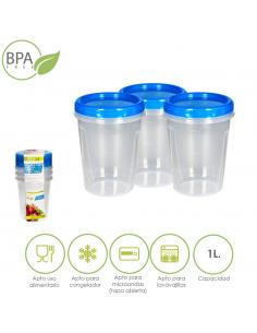 Juego Recipientes Plastico Redondos 1 Litro (Pack 3 piezas) - Imagen 1