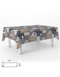 Mantel Hule Rectangular Cuisin. Impermeable Antimanchas PVC 140 cm. x 20 metros. Rollo Recortable. Interior y Exterior - Imagen 