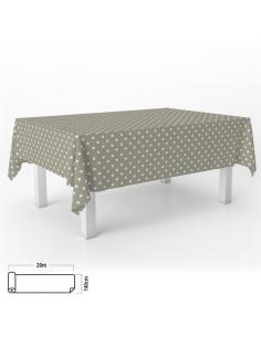 Mantel Hule Rectangular Topos Beis. Impermeable Antimanchas PVC 140 cm. x 20 metros. Rollo Recortable. Interior y Exterior - Ima