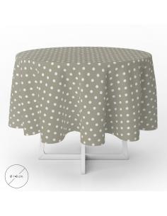 Mantel Hule Redondo Topos Beige Impermeable Antimanchas PVC Ø140 cm. Uso Interior y Exterior - Imagen 1