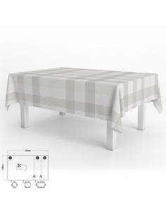 Mantel Hule Rectangular Cuadros Beige Impermeable Antimanchas PVC 140x250 cm.  Recortable Uso Interior y Exterior - Imagen 1