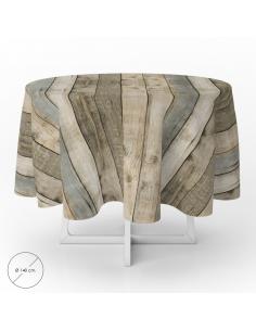 Mantel Hule Redondo Tablones Madera Impermeable Antimanchas PVC Ø 140 cm. Uso Interior y Exterior - Imagen 1