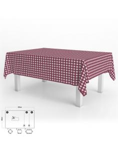 Mantel Hule Rectangular Cuadros Rojos Impermeable Antimanchas PVC 140x250 cm.  Recortable Uso Interior y Exterior - Imagen 1