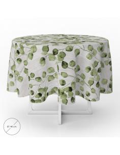 Mantel Hule Redondo Hojas Verdes Impermeable Antimanchas PVC Ø140 cm. Uso Interior y Exterior - Imagen 1