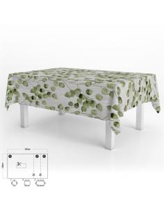 Mantel Hule Rectangular Hojas Verdes Impermeable Antimanchas PVC 140x250 cm.  Recortable Uso Interior y Exterior - Imagen 1