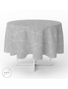 Mantel Hule Geometrico Gris Impermeable Antimanchas PVC Ø 140 cm. Uso Interior y Exterior - Imagen 1