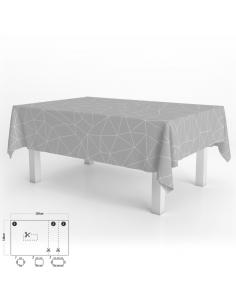 Mantel Hule Rectangular Geométrico Gris Impermeable Antimanchas PVC 140x250 cm.  Recortable Uso Interior y Exterior - Imagen 1