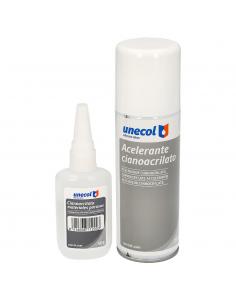 Pegamento Cianoacrilato (50 Gr.) con Acelerante (200ml) Especial materiales porosos, multiusos, plasticos, maderas, porcelana. -