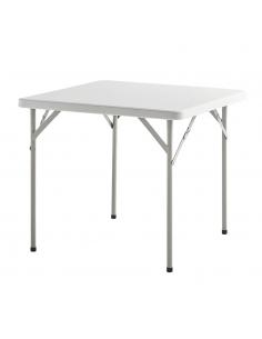 Mesa Plegable Cuadrada HDPE Multifuncional, Portatil, Resistente,Multiusos 86x86x74 cm. Color Blanco - Imagen 1