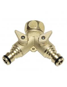 Adaptador Manguera Laton 2 tomas para Grifo 3/4" - Imagen 1
