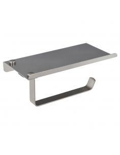 Portarrollos Baño Con Estante Para Moviles Autoadhesivo, Color Inox Con Efecto Espejo, Autoadhesivo Resistente o Con Tornillos -