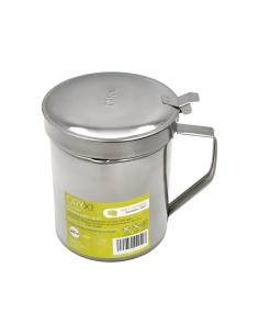 Grasera Inoxidable Para Carne, Aceitera Aceite Usado 0,5 Litros. Con Colador y Tapa, Recipiente Reciclaje Aceite Usado Carne. - 
