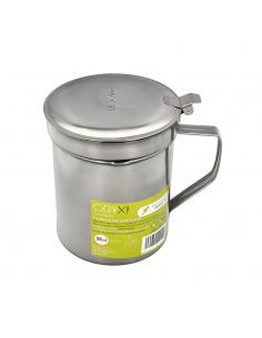 Grasera Inoxidable Para Pescado Aceitera Aceite Usado 0,5 Litros. Con Colador y Tapa, Recipiente Reciclaje Aceite Usado Pescado.