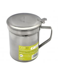 Grasera Inoxidable Para Pescado Aceitera Aceite Usado 1,0 Litros. Con Colador y Tapa, Recipiente Reciclaje Aceite Usado Pescado 
