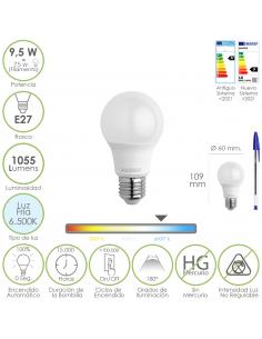 Bombilla Led Estandar Rosca E27. 9.5 Watt. Equivale A 75 Watt. 1055 Lumenes. Luz Fría (6500º K.) - Imagen 1