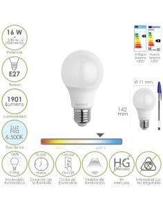 Bombilla Led Estandar Rosca E27. 16 Watt. Equivale A 130 Watt. 1901 Lumenes. Luz Fría 6500º K.) - Imagen 1