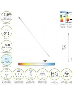 Tubo Led T8 120 cm.17,5 Watt. Equivale A 130 Watt. 1800 Lumenes. Luz Fria 6500º K. - Imagen 1