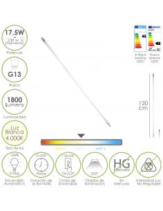 Tubo Led T8 120 cm.17,5 Watt. Equivale A 130 Watt. 1800 Lumenes. Luz Neutra 4000º K. - Imagen 1
