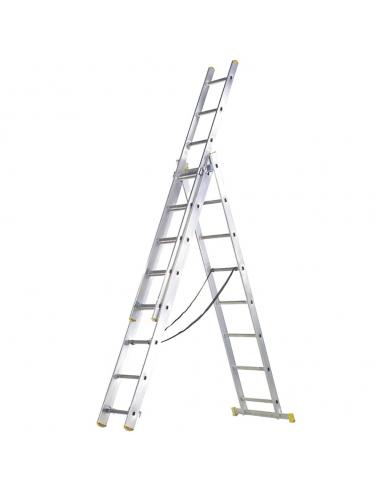 Escalera Aluminio 3 Tramos 10+10+10 Peldaños.Plegable, Telescópica, Antideslizante, Resistente. - Imagen 1
