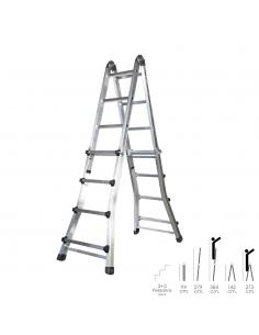 Escalera Telescópica Aluminio  3+3 Peldaños Perfil 67 mm. - Imagen 1