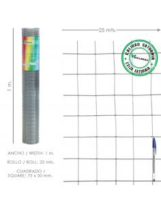 Malla Electrosoldada Galvanizada 75x50 / 1,80 / 100 cm. GA Rollo 25 metros - Imagen 1
